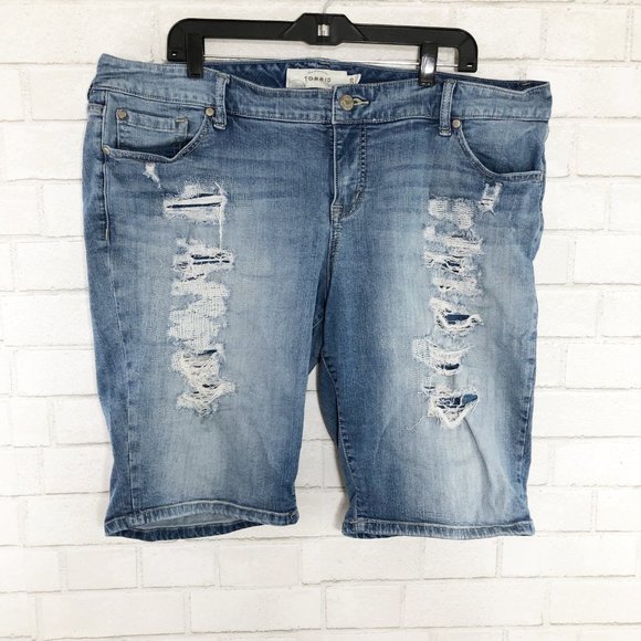 torrid Pants - Torrid Distressed Light Wash Bermuda Shorts 20